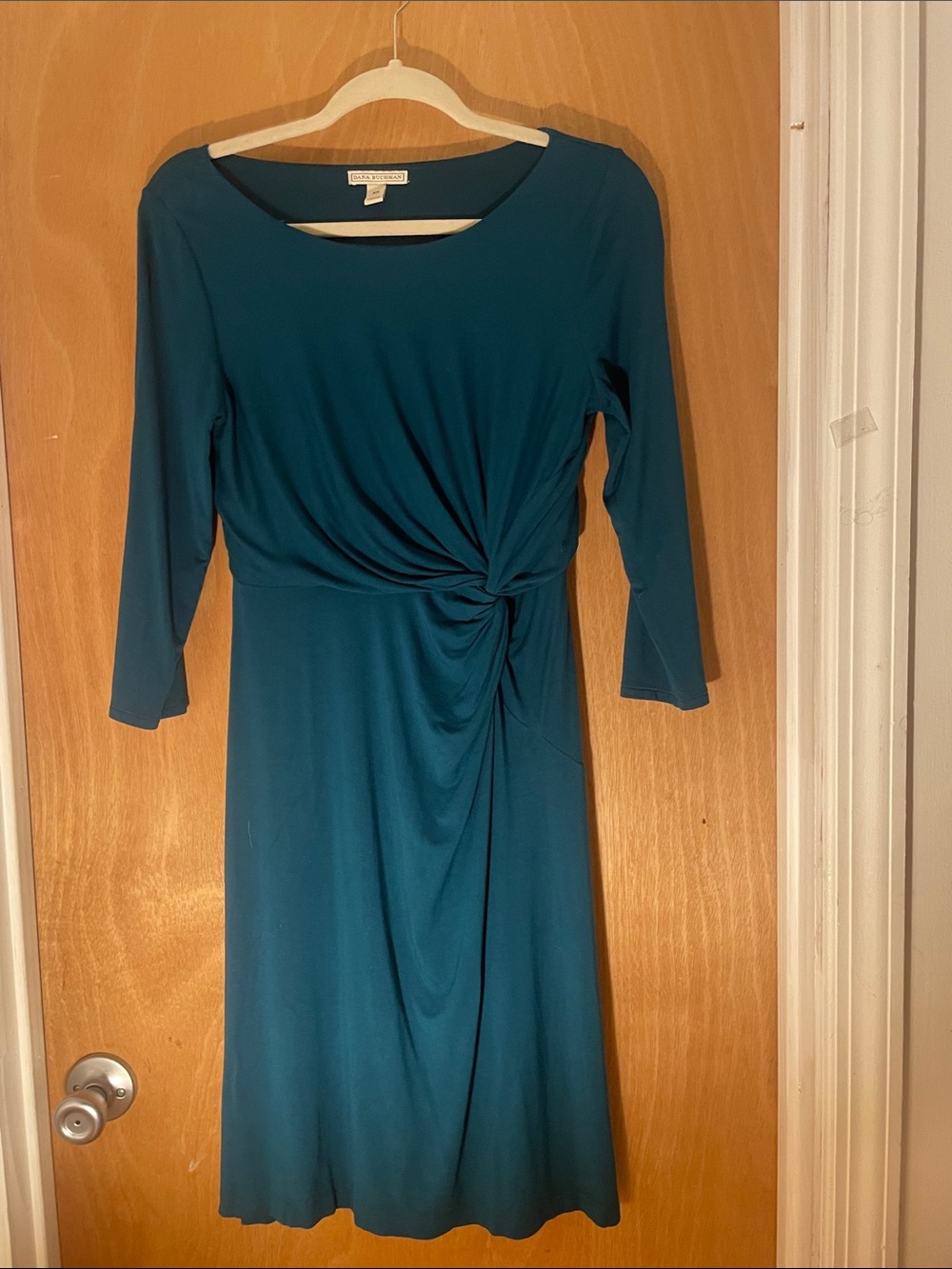 Dana Buchman Hunter green Twist-Waist Long Sleeve Dress